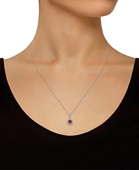 Sapphire Solitaire Scalloped Edge 18" Pendant Necklace (5/8 ct. t.w.) in Sterling Silver (Also in Emerald & Ruby)