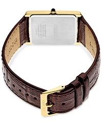 Seiko Men's Essentials Brown Leather Strap Watch 29mm