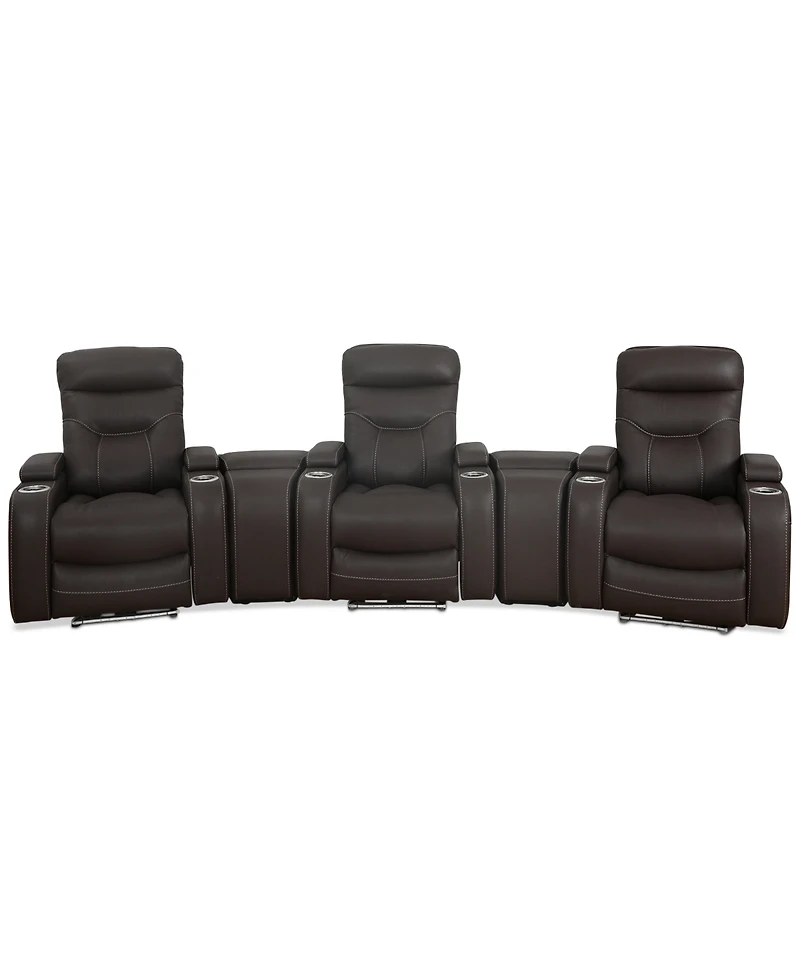 Jabarr -Pc. Beyond Leather Theater Seating with Consoles