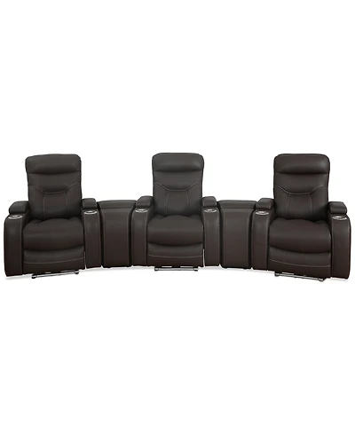 Jabarr -Pc. Beyond Leather Theater Seating with Consoles