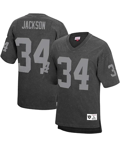 Men's Bo Jackson Black Los Angeles Raiders Retired Player Name and Number Acid Wash Top