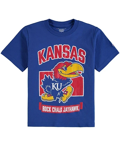 Big Boys and Girls Royal Kansas Jayhawks Strong Mascot T-shirt