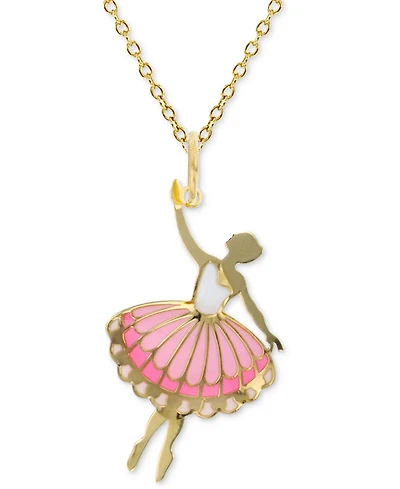 Enamel Ballerina 18" Pendant Necklace in 14k Gold