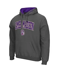 Men's Charcoal James Madison Dukes Arch and Logo Pullover Hoodie