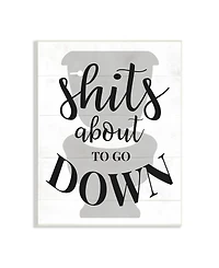 Stupell Industries About to Go Down Funny Bathroom Family Home Word Design Wall Plaque Art, 13" x 19"