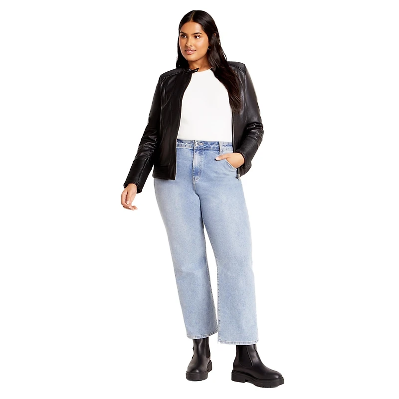 City Chic Plus Size Ribbed Biker Jacket