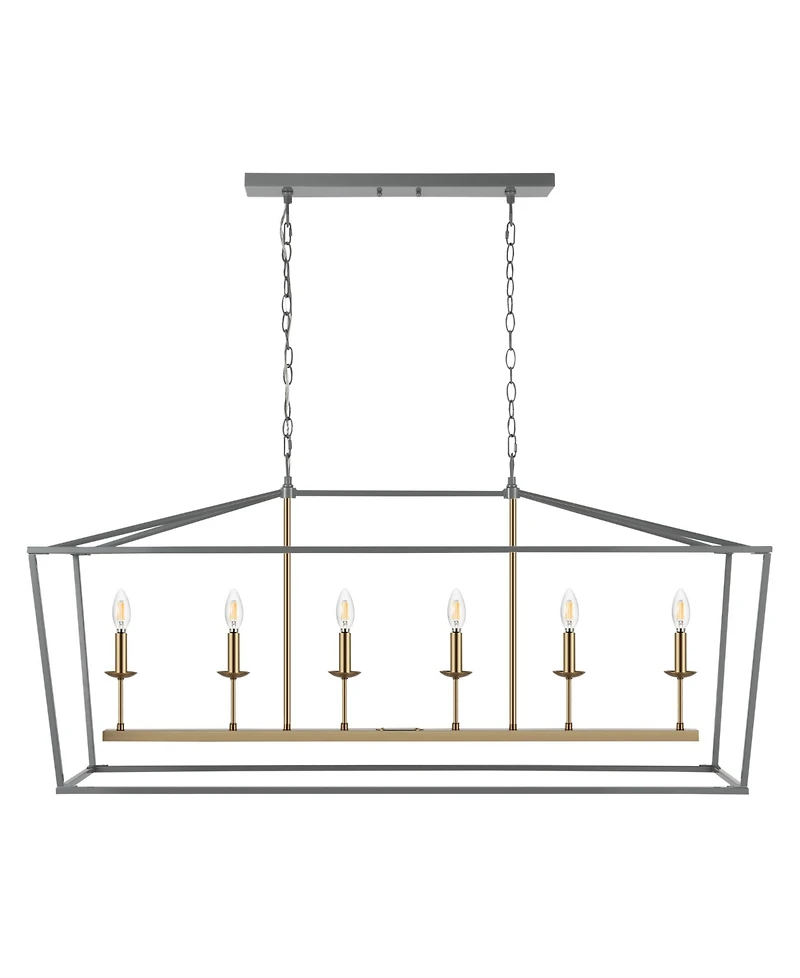 Pagoda Linear 6-Bulb Classic Traditional Led Pendant