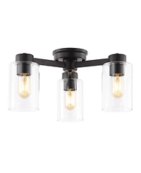 Orville 3-Light Farmhouse Industrial Iron Cylinder Led Semi Flush Mount