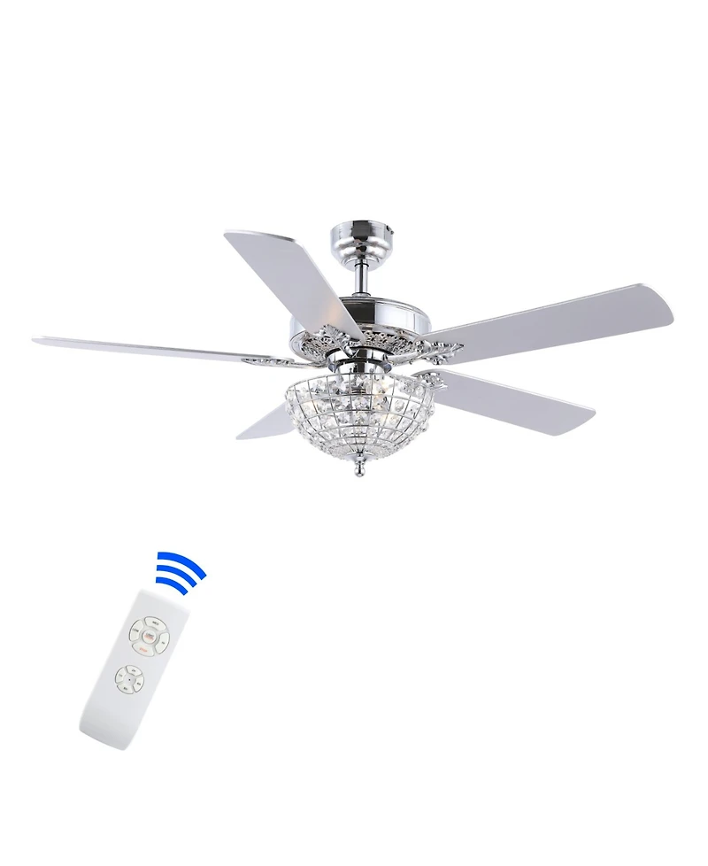 Mandy 3-Light Glam Classic Crystal Dome Shade Led Ceiling Fan with Remote