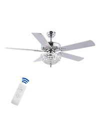 Mandy 3-Light Glam Classic Crystal Dome Shade Led Ceiling Fan with Remote