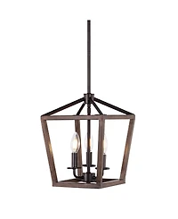 Oria 3-Light Iron Farmhouse Industrial Lantern Led Pendant