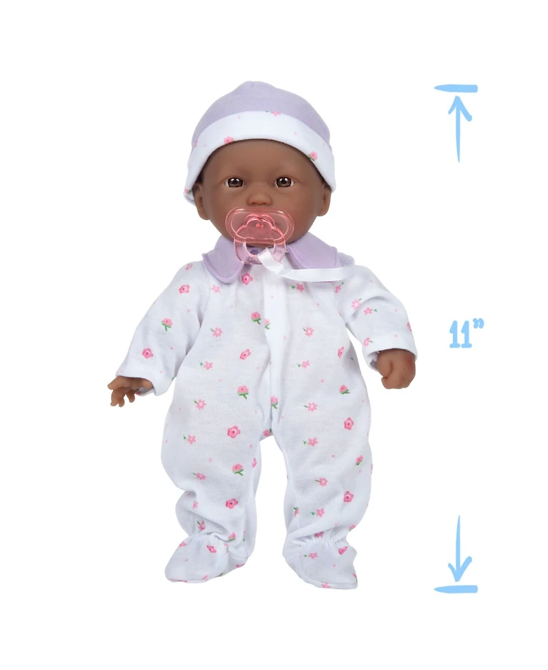 La Baby African American 11" Soft Body Baby Doll Purple Outfit - African American
