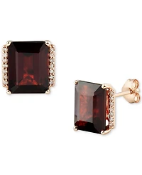 Gemstone and Diamond Accent Stud Earrings 14k Gold
