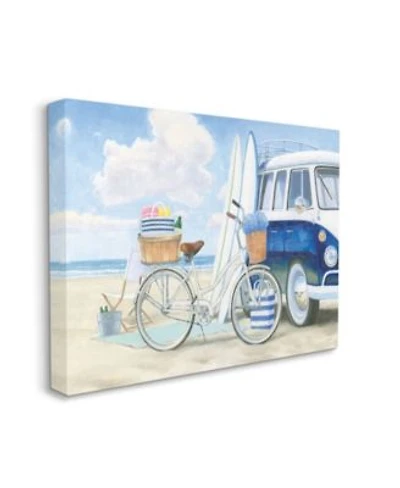 Stupell Industries Bike Van Beach Nautical Blue White Painting Stretched Canvas Wall Art Collection By James Wiens