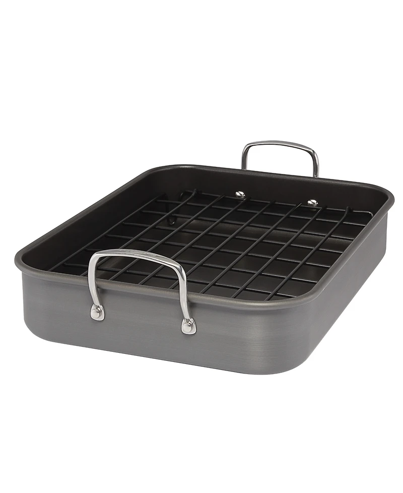 Rachael Ray Hard-Anodized Non-Stick 12" x 16" Roaster & Dual-Height Rack