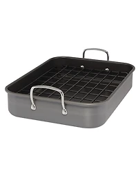 Rachael Ray Hard-Anodized Non-Stick 12" x 16" Roaster & Dual-Height Rack