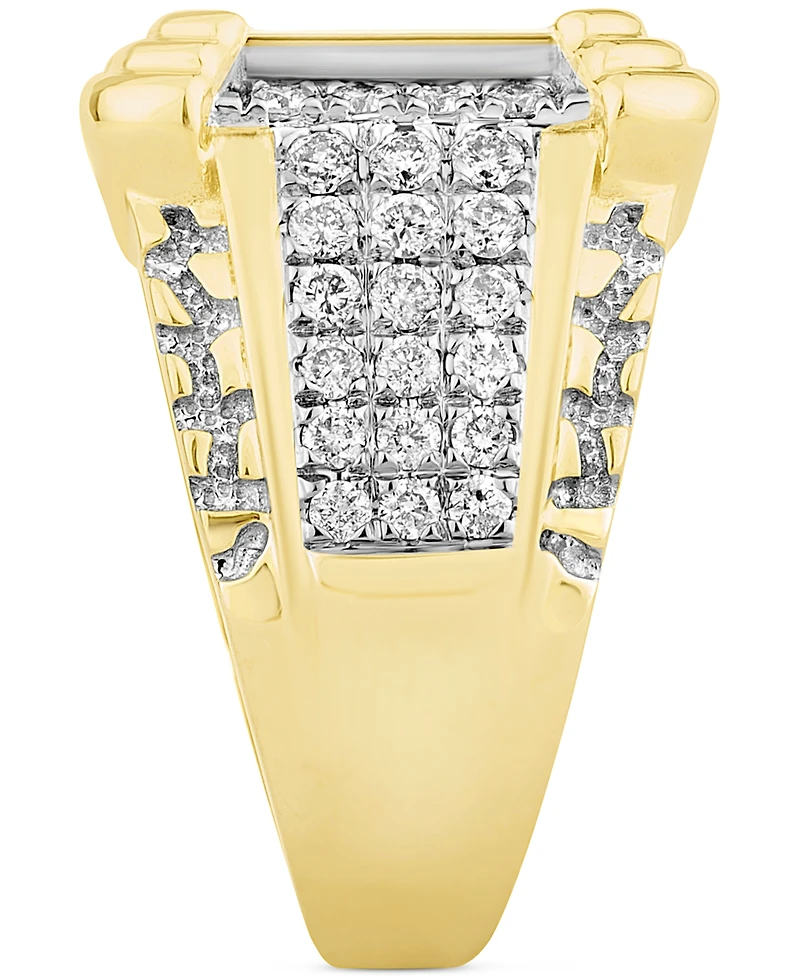 Men's White Diamond (1-1/3 ct. t.w.) & Brown (7/8 Cluster Ring 10k Gold