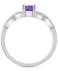 Rhodolite Garnet (1 ct. t.w.) & White Topaz (1/4 Twist Ring Sterling Silver (Also Citrine, Blue Topaz, Amethyst, Periodt)