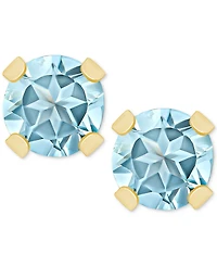 Aquamarine (1/5 ct. t.w.) Solitaire Stud Earrings 14k Gold (Also Sapphire, Emerald & Ruby)