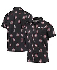Men's Columbia Black Ohio State Buckeyes Super Slack Tide Omni-Shade Button-Up Shirt