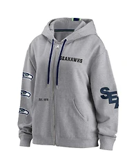 Women's Gray Seattle Seahawks Full-Zip Hoodie