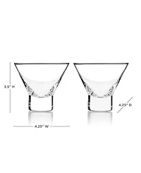 Viski Heavy Base Crystal Martini Glasses, Set of 2, 7.5 Oz