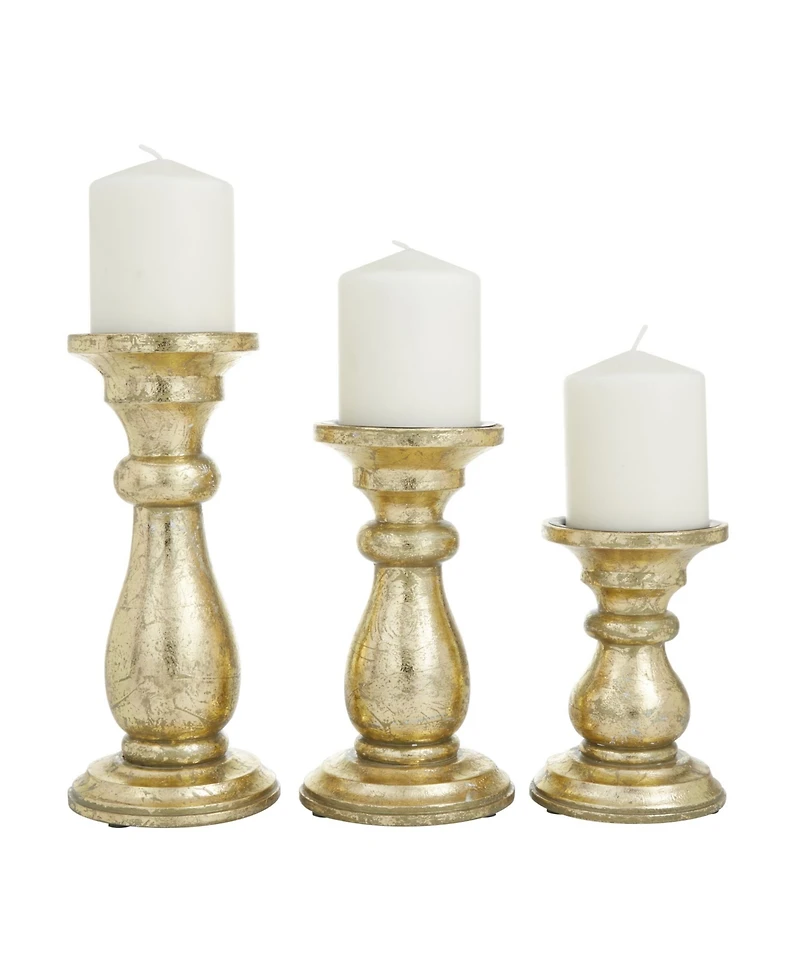 Wood French Country Candle Holder, Set of 3