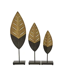 Metal Contemporary Leaf Sculpture, Set of 3