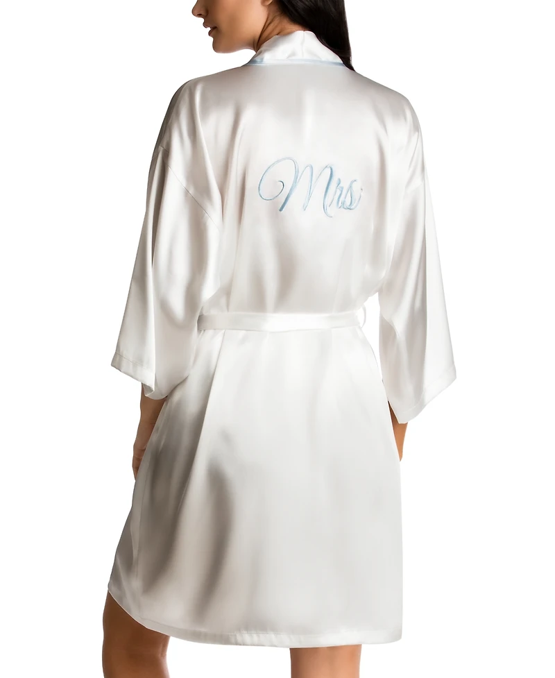 Linea Donatella 'Mrs' Satin Wrap Bridal Robe, Chemise Nightgown Set
