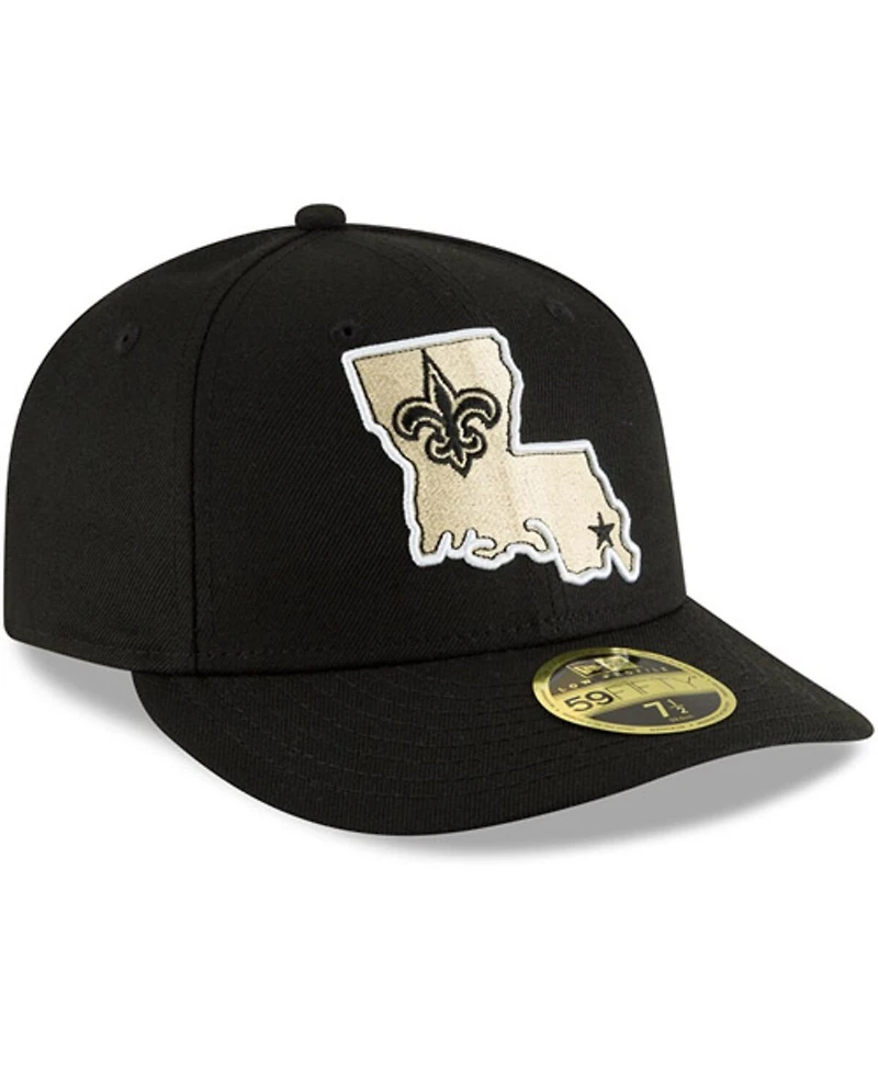 Men's Black New Orleans Saints Alternate Logo Omaha Low Profile 59FIFTY Fitted Hat