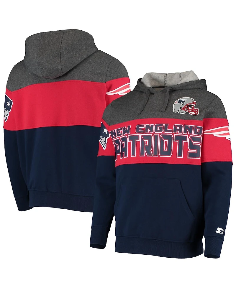 Men's Heathered Gray, Red New England Patriots Extreme Fireballer Pullover Hoodie