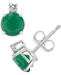 Sapphire (1-1/3 ct. t.w.) & Diamond Accent Stud Earrings 14k White Gold (Also Emerald Ruby)