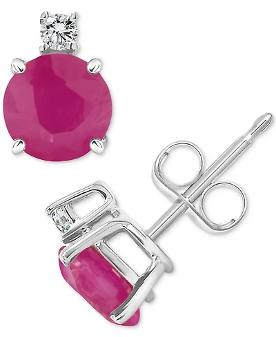 Sapphire (1-1/3 ct. t.w.) & Diamond Accent Stud Earrings 14k White Gold (Also Emerald Ruby)