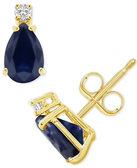 Sapphire (1-7/8 ct. t.w.) & Diamond Accent Stud Earrings 14k Gold (Also Emerald Ruby)