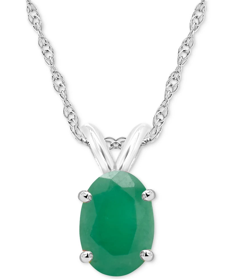 Sapphire Solitaire 18" Pendant Necklace (1 ct. t.w.) 14k White Gold (Also Ruby)