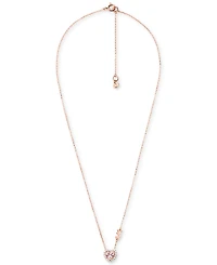 Michael Kors 14k Rose Gold-Plated Sterling Silver Crystal Heart Halo Pendant Necklace, 16" + 2" extender