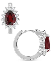 Amethyst (1-1/3 ct. t.w.) & White Topaz (1/3 Hoop Earrings Sterling Silver (Also Available Citrine, Rhodolite Garnet, Peridot, Blue