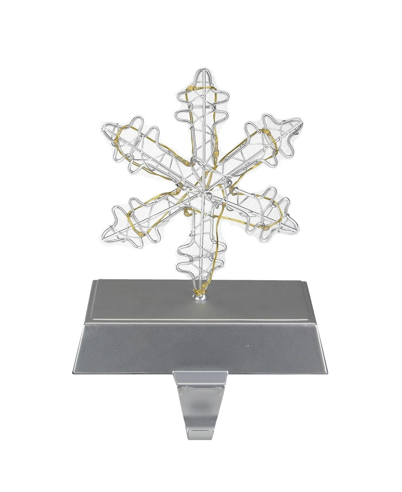7.5" Led Lighted Wired Snowflake Christmas Stocking Holder