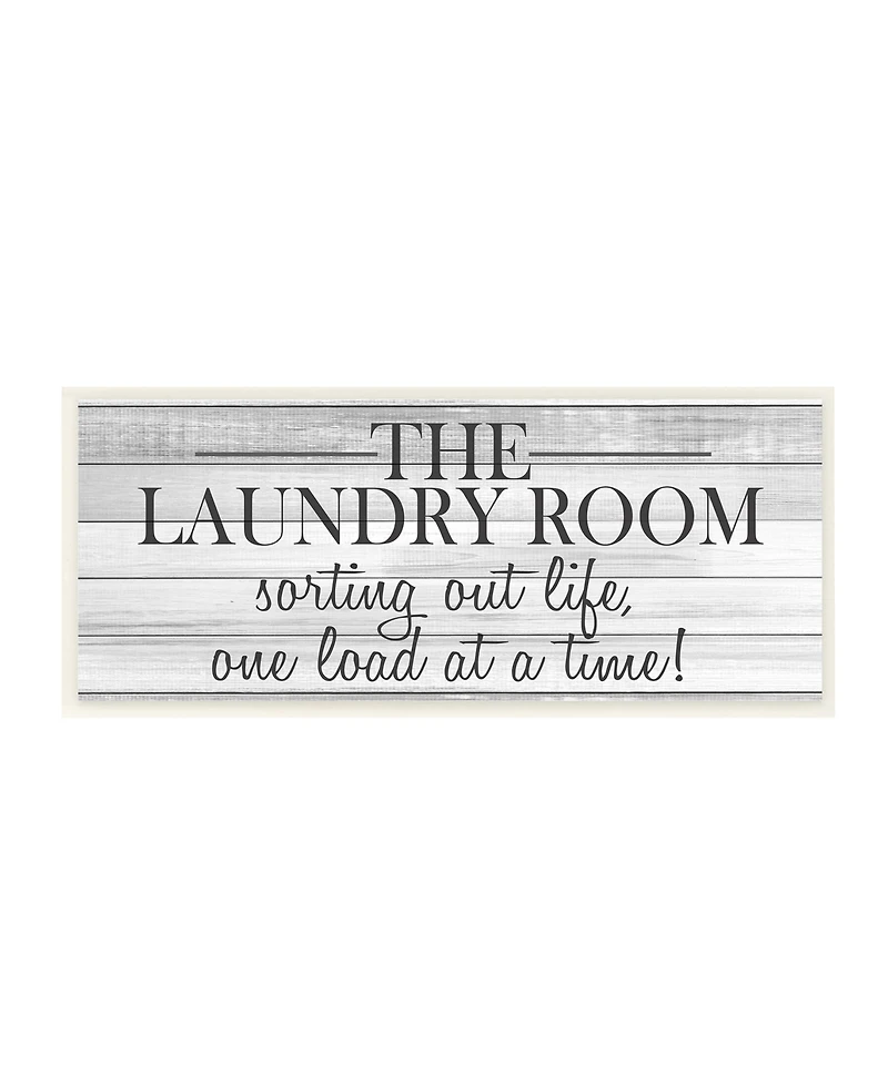 Stupell Industries Laundry Room Funny Word Bathroom Black and White Design Wall Plaque Art, 7" x 17"