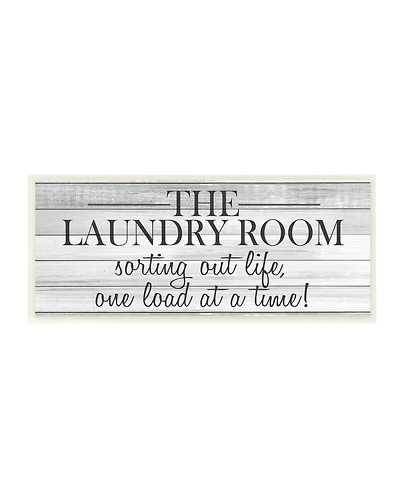 Stupell Industries Laundry Room Funny Word Bathroom Black and White Design Wall Plaque Art, 7" x 17"