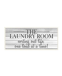 Stupell Industries Laundry Room Funny Word Bathroom Black and White Design Wall Plaque Art, 7" x 17"
