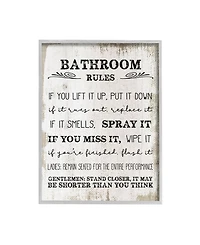Stupell Industries Bathroom Rules Funny Word Wood Textured Design Gray Farmhouse Rustic Framed Giclee Texturized Art, 11" x 14"