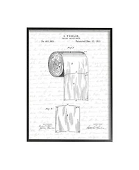 Stupell Industries Toilet Paper Roll Patent Black White Bathroom Design Black Framed Giclee Texturized Art Collection By Lettered Lined