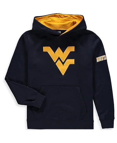 Big Boys Navy West Virginia Mountaineers Logo Pullover Hoodie