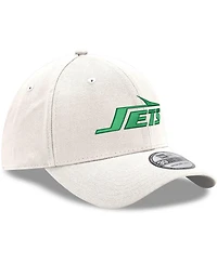 Men's New Era White New York Jets Throwback Wordmark Iced Ii 39Thirty Flex Hat