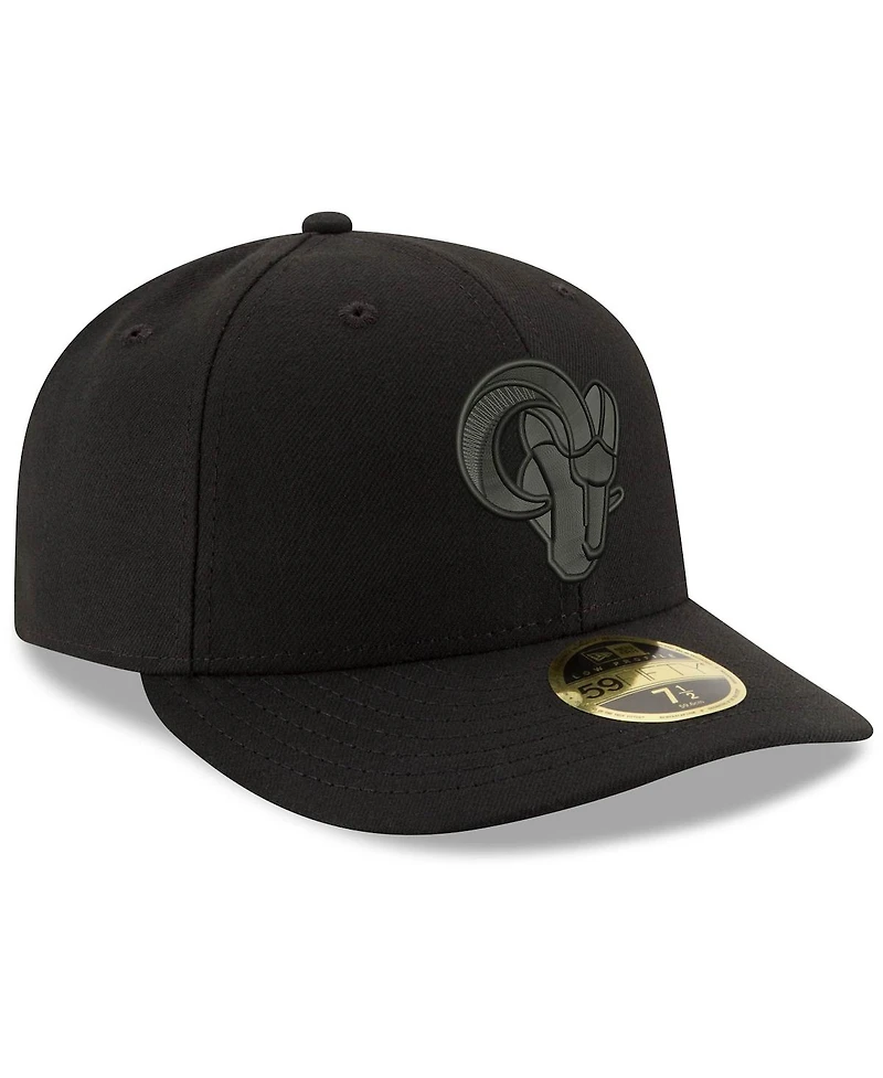 Men's Black Los Angeles Rams Alternate Logo Black on Black Low Profile 59FIFTY Ii Fitted Hat