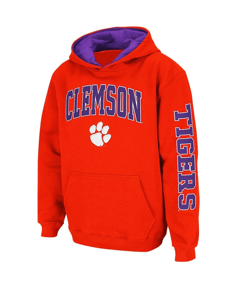 Big Boys Orange Clemson Tigers 2-Hit Team Pullover Hoodie