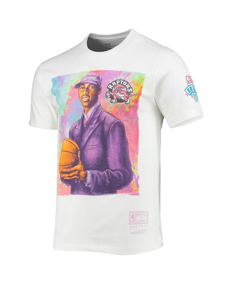 Men's Tracy Mcgrady White Toronto Raptors Hardwood Classics Draft Day Colorwash T-shirt