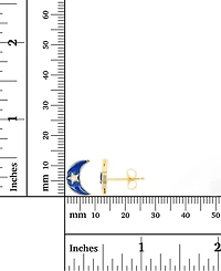 Cubic Zirconia & Enamel Crescent Moon Stud Earrings in 14k Gold-Plated Sterling Silver