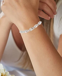 Cubic Zirconia Infinity Heart Bolo Bracelet in Sterling Silver